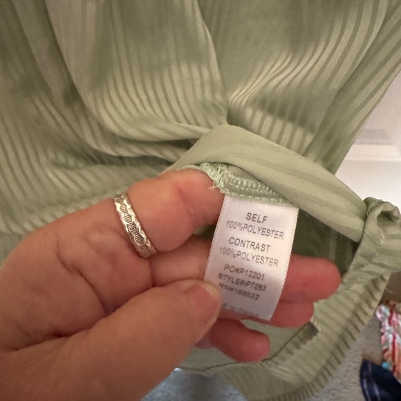 BiBi Sage Green Blouse with White Lace Detail - Picture 4 of 5